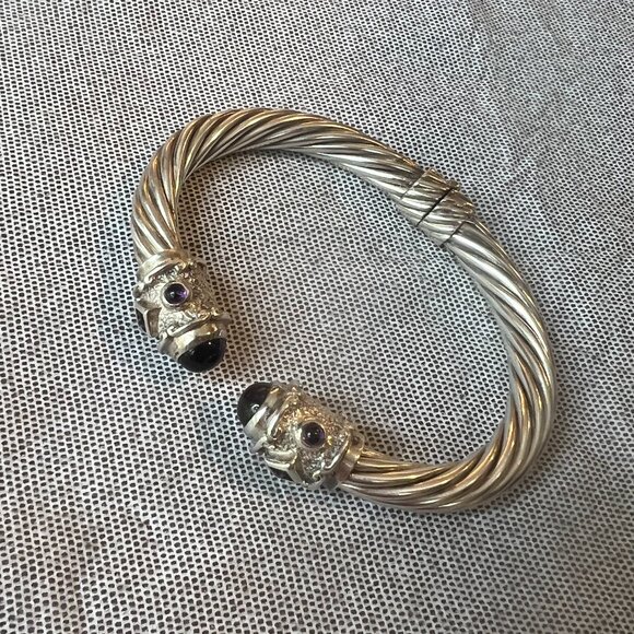RARE David Yurman Studio Sterling Silver Amethyst Cable Cuff + Ring Set - Picture 5 of 10